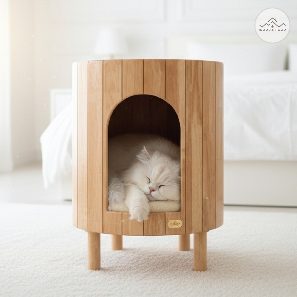 โต๊ะกลมข้างเตียง pet friendly [WOOD&MOOD] TH