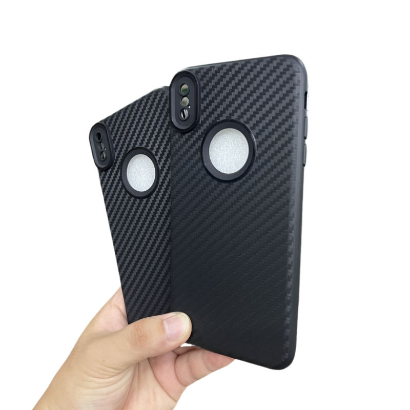 เคสลายเคฟล่า ซิลิโคน  Case Tpu For Iphone XS XR Xsmax  ลายคาร์บอน เคฟล่า ดำด้าน  ไม่เป็นรอยนิ้วมือ