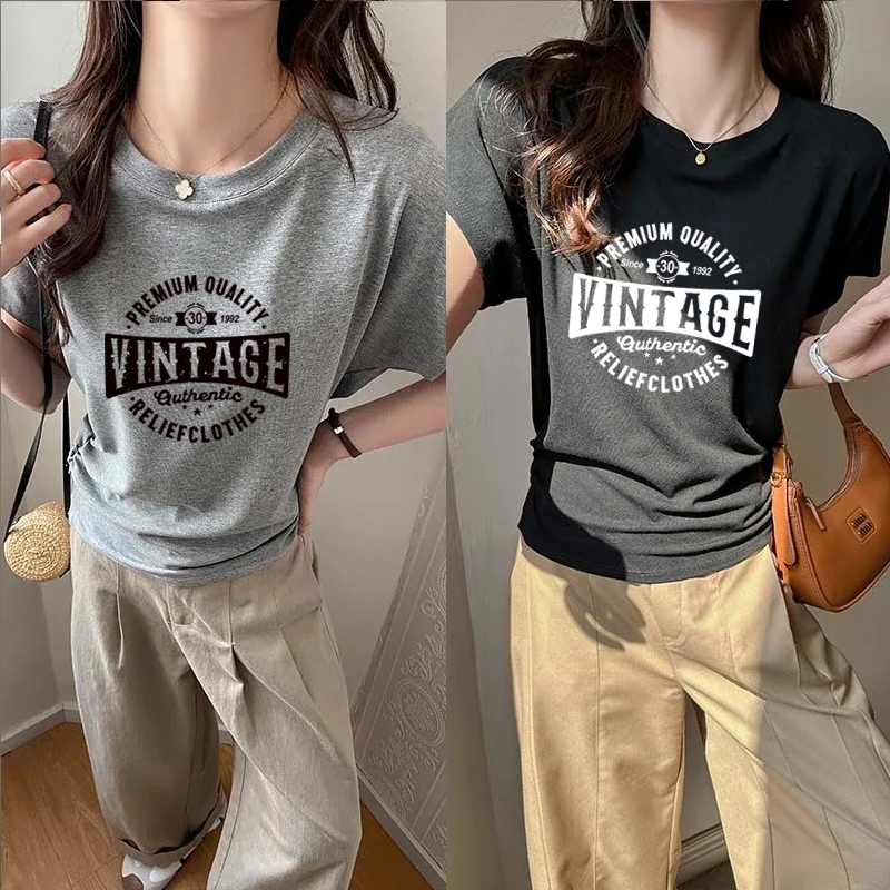 เสื้อแขนค้างคาว oversize เสื้อผ้าสาวอวบคนอ้วนไซส์ใหญ่ แฟชั่นเกาหลี เสื้อยืดสวยๆผู้หญิงฤดูร้อนใหม่ ผ้าใส่สบายคุณภาพสูง