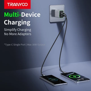 TRANYOO【TIS】 US13 เครื่องชาร์จเร็วแบบพอร์ตคู่ USB + Type-C เครื่องชาร์จโทรศัพท์มือถือสำหรับโทรศัพท์ Ap&le และ And&oid