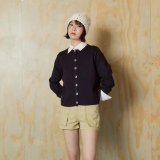 Bemingtop1017(S-XL)-BMG Neatday Cardigan – คาร์ดิแกนเรียบเท่ กระดุมเงินเม็ดใหญ่ ใส่ง่ายทุกวัน