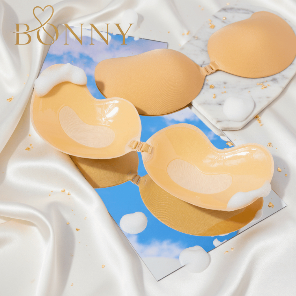 Bonny บราปีกนกดันทรง เกรดPremium กาวเหนียวพิเศษ ยกกระชับหน้าอก ติดแน่น กันน้ำ ใช้ซ้ำได้หลายรอบ