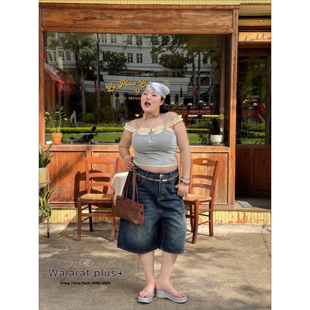 กางเกงยีนส์ขาสั้น 8ส่วน งานป้าย Walarat plus เอว34-46นิ้ว