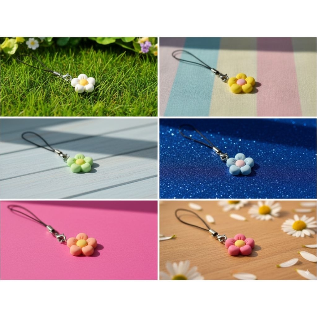 พวงกุญแจ จี้ดอกไม้น่ารัก แฮนด์เมด เครื่องประดับ จี้ห้อยโทรศัพท์ - รูปที่ 2
