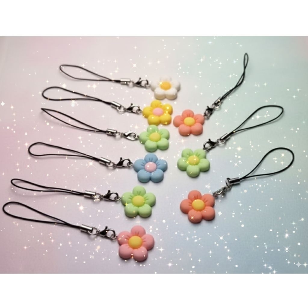 พวงกุญแจ จี้ดอกไม้น่ารัก แฮนด์เมด เครื่องประดับ จี้ห้อยโทรศัพท์