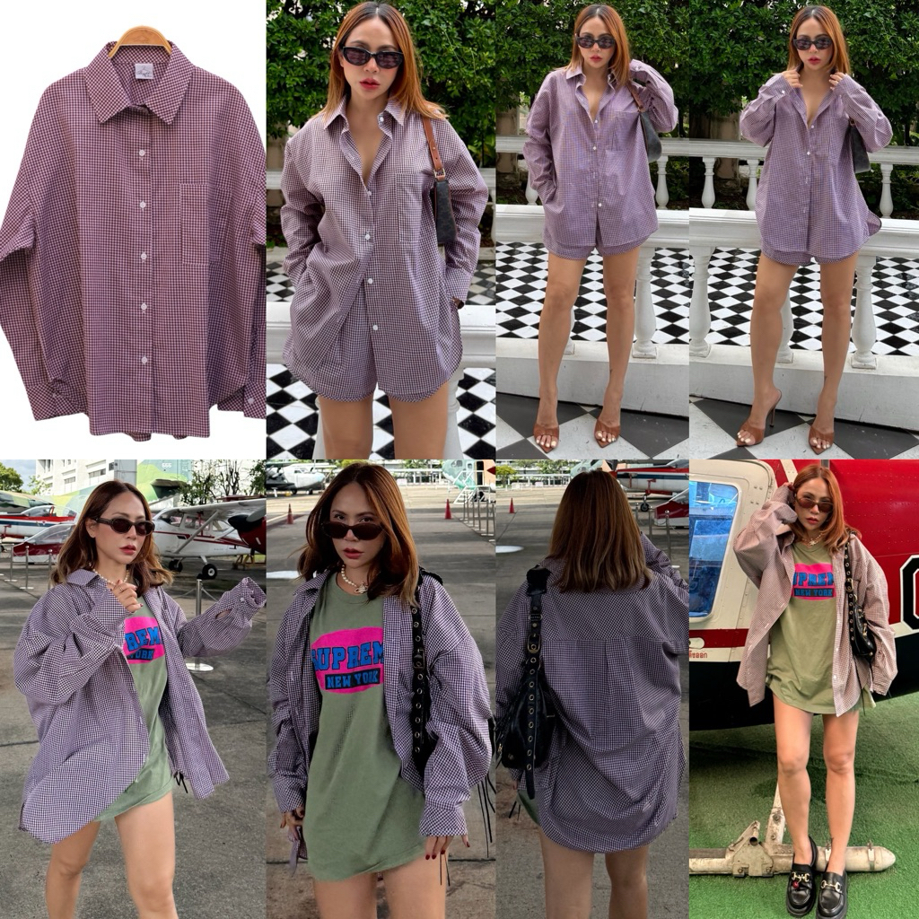 Bright by Aruna:บอยเฟรนส์เชิ้ตรุ่นผ้าตารางสก๊อตเล็กอก50“60” - รูปที่ 5