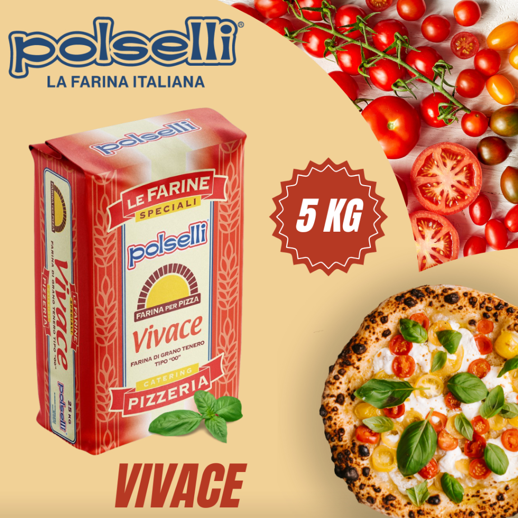 Polselli Vivace soft wheat flour Type 00  Pizza flour แป้งพิซซ่าโพลเซลลี นำเข้าจากอิตาลี  packaged 5