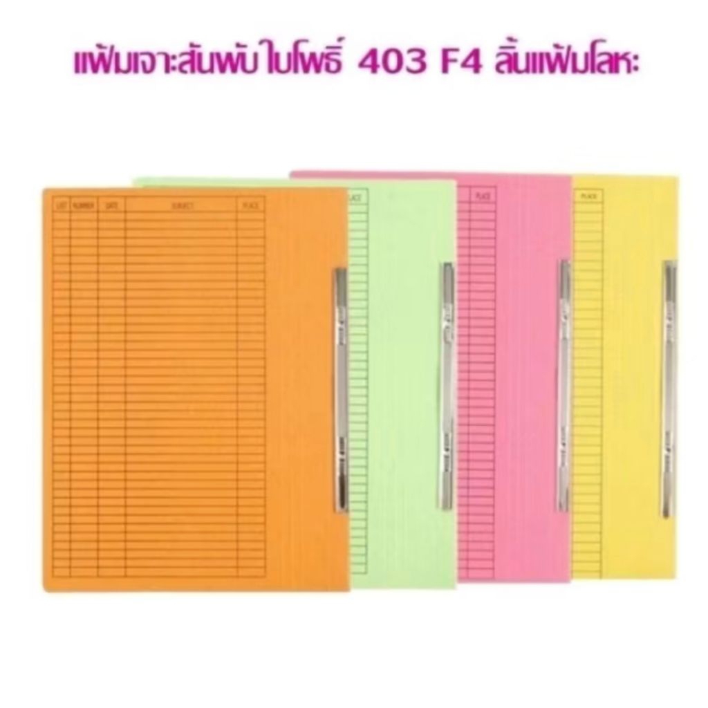 แฟ้มเจาะ สันพับ ใบโพธิ์ 403 A4,F4 ลิ้นแฟ้มโลหะ (แพ็ค50แฟ้ม) ต้องการเลือกสี กรุณาแจ้งทางแชท