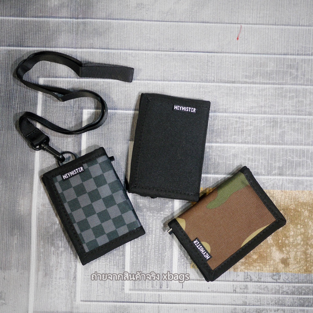 HMT 03 กระเป๋าสตางค์ใบสั้น 3 พับ แบบเรียบ ผ้าหนา มีสายห้อยคออย่างดี มีช่องใส่เหรียญ