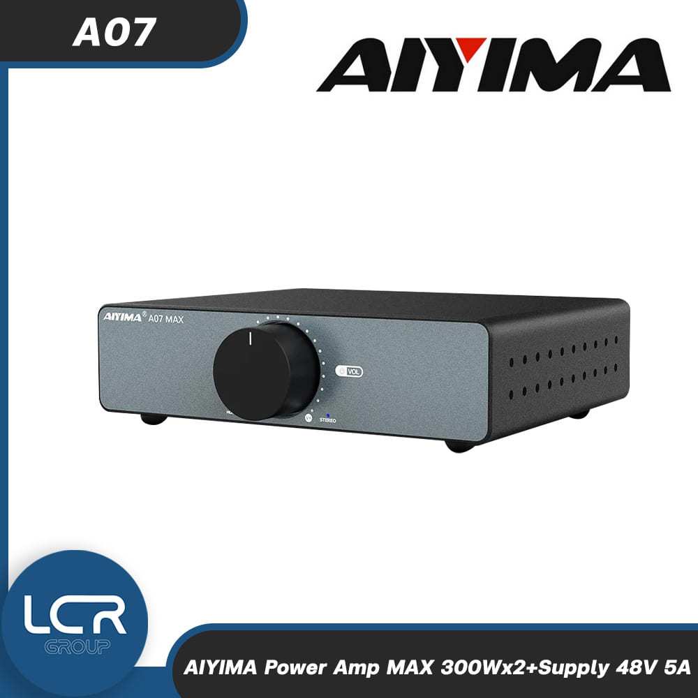 AIYIMA Power Amp A07 MAX 300Wx2+Supply 48V 5A กำลังขับ Output Power 300W×2 @4Ω (48V / 12A)