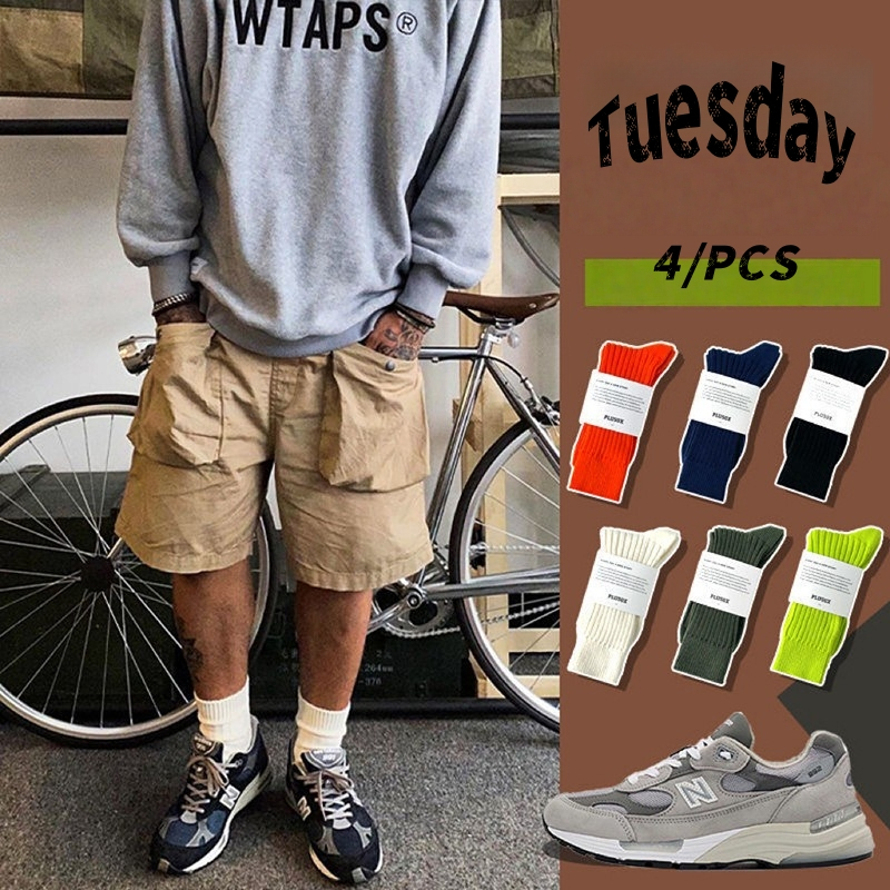 ถุงเท้าแฟชั่นเกาหลี 4 คู่/เซ็ต ผู้ชาย ผู้หญิง ใส่สบาย ระบายอากาศ