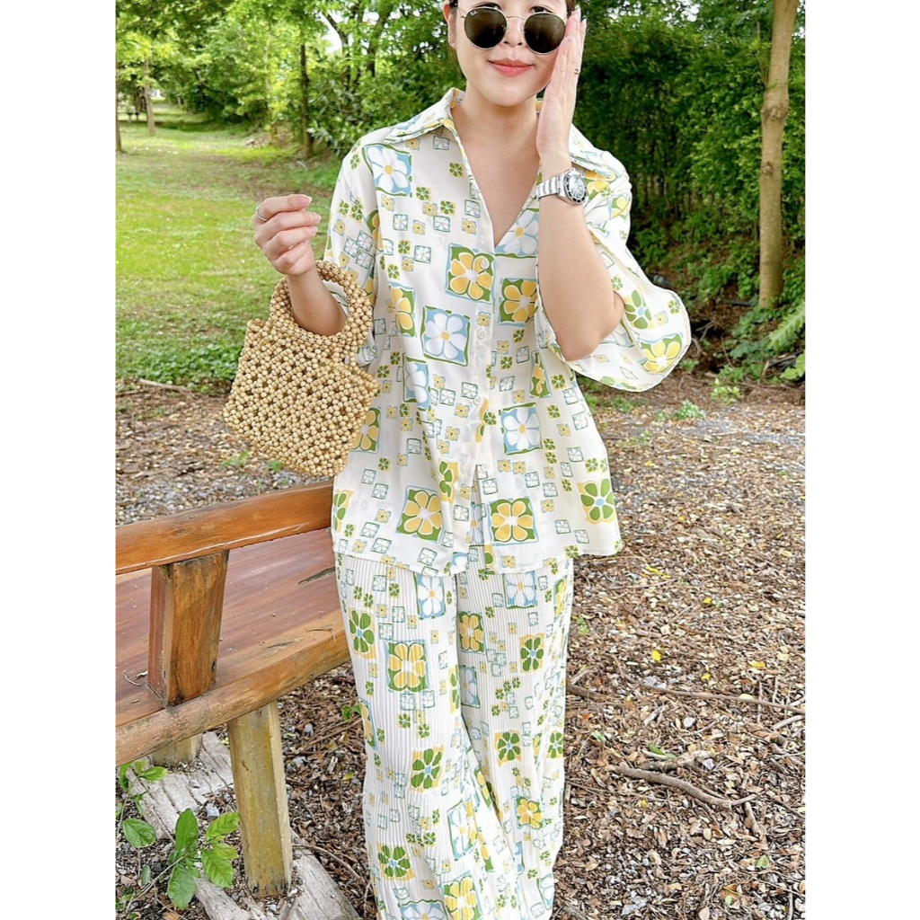 AMCORNER🌼🌼Peat set🌼🌼 ผ้าเนื้อพริ้วมีน้ำหนัก เป็นอัดพรีท