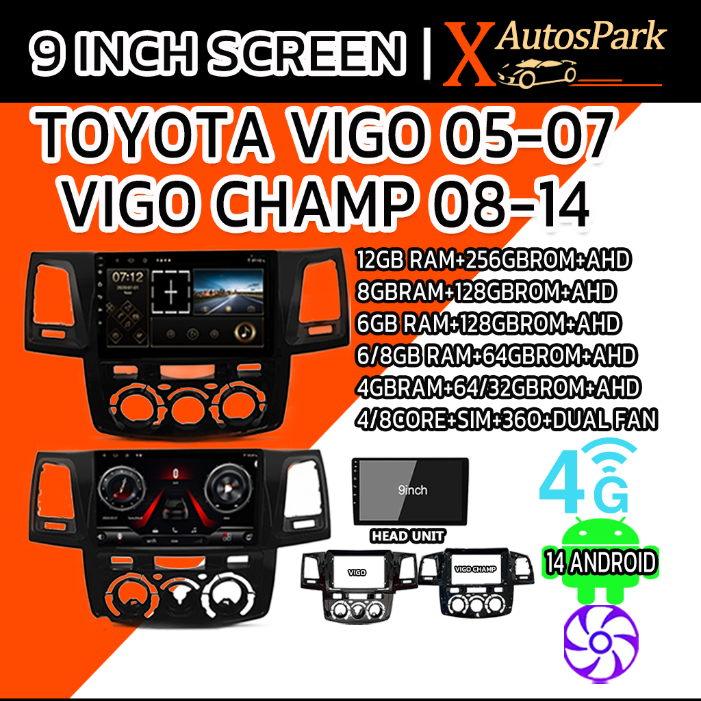 จอแอนดรอยด์ติดรถยนต์ จอ android จอแอนดรอย TOYOTA Vigo Revo Fortuner WIFI และ 4G CARPLAY จอแอนดรอยตรง