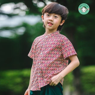 [พร้อมส่ง🇹🇭] เสื้อเด็กชาย คอจีน ลายพิกุลน้อย [24M-12Y] ชุดไทยเด็ก ผ้า 𝙄𝙣𝙙𝙞𝙖 𝙃𝙖𝙣𝙙 𝘽𝙡𝙤𝙘𝙠 𝙋𝙧𝙞𝙣𝙩