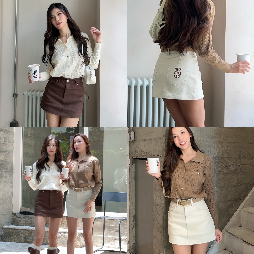 memade. กระโปรงสั้น +กางเกง เอวกลาง DEMI shorts-skirt