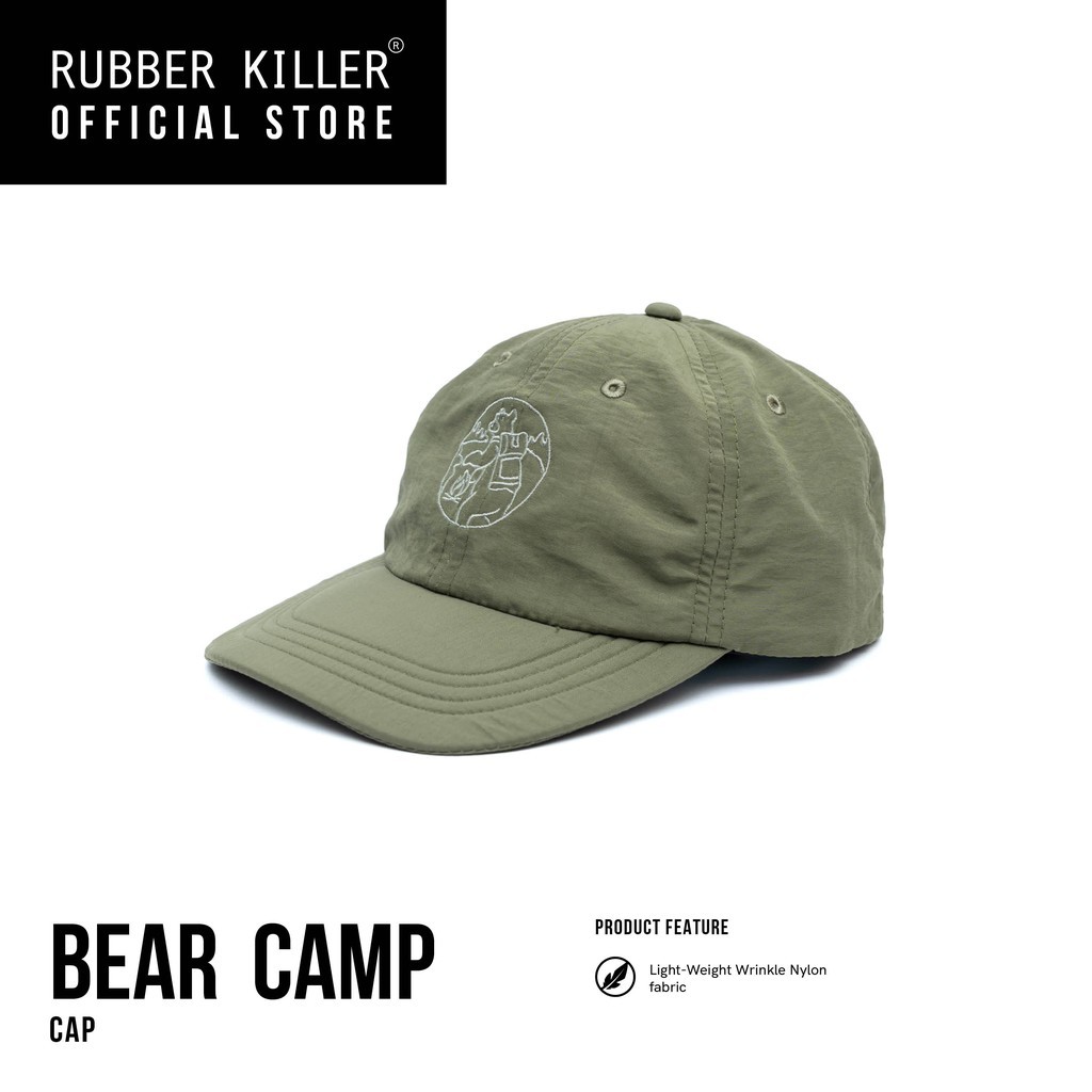 Rubber Killer - BEAR CAMP - WRINKLED NYLON CAP - Olive - 100380018