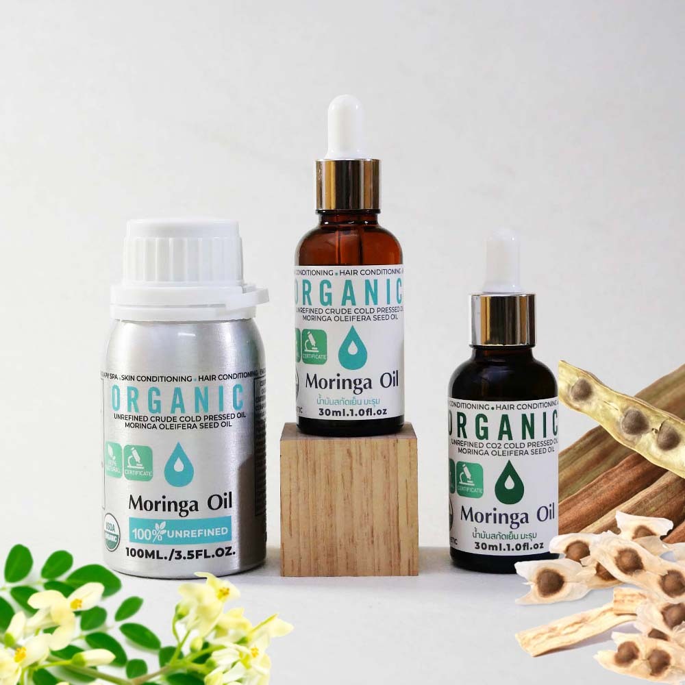 น้ำมันมะรุม โมรินก้าออยล์ ออร์แกนิค บริสุทธิ์ สกัดเย็น 30-100กรัมOrganic 100% Pure Natural-Cold Pressed-Cold Pressed CO2
