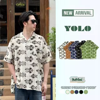 YOLOเสื้อเชิ้ตFREE SIZEเสื้อเชิ้ตแขนสั้น เนื้อผ้าดี ใส่สบาย ผ้าพิมพ์ลายทั้งผืน Y25002