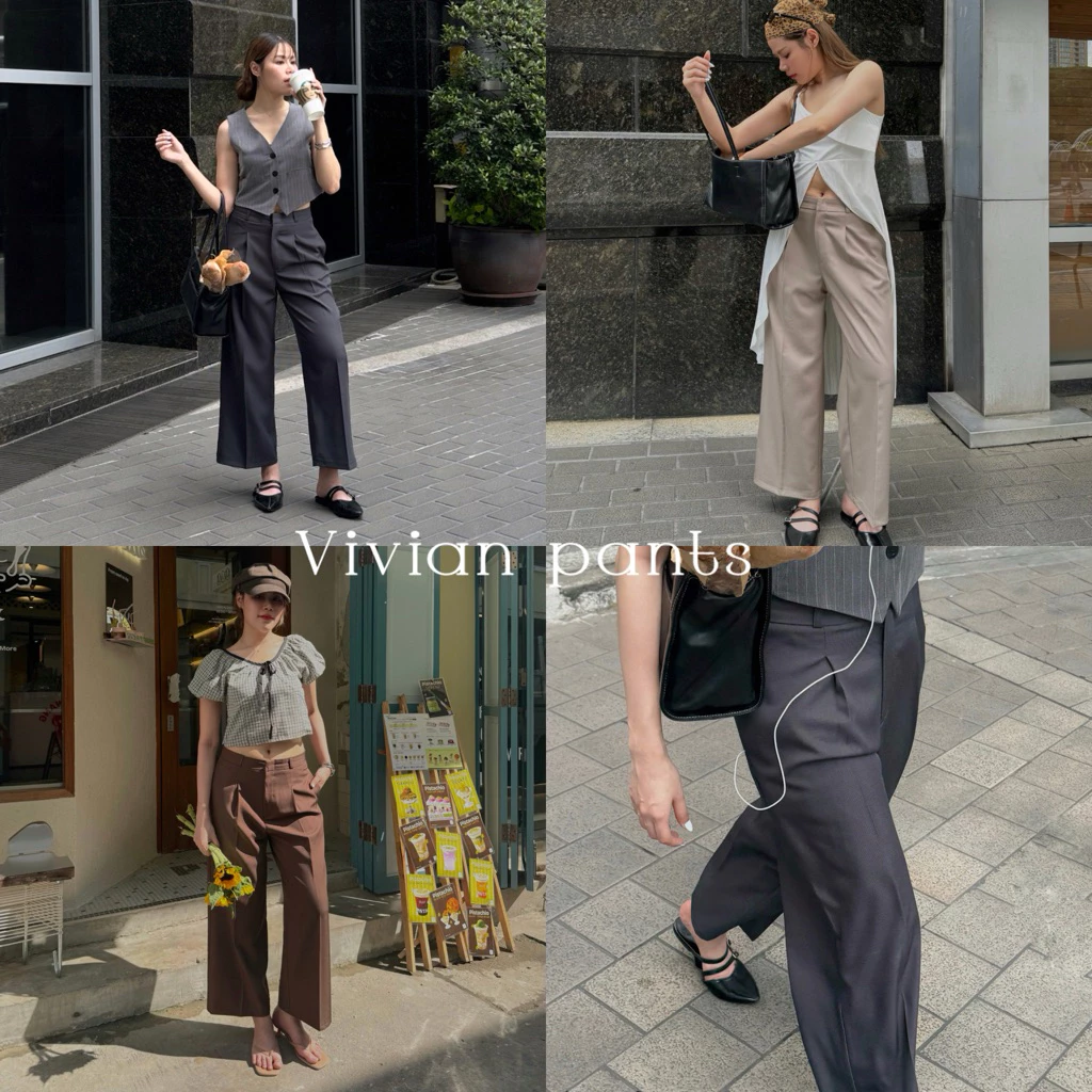 VIVIAN - กางเกงขายาวทรงกระบอก รุ่น Vivian pants ที่สาวตัวเล็กตัวสูงสามารถใส่ได้โดยไม่ต้องตัดขา สวยหรูต้องรุ่นนี้