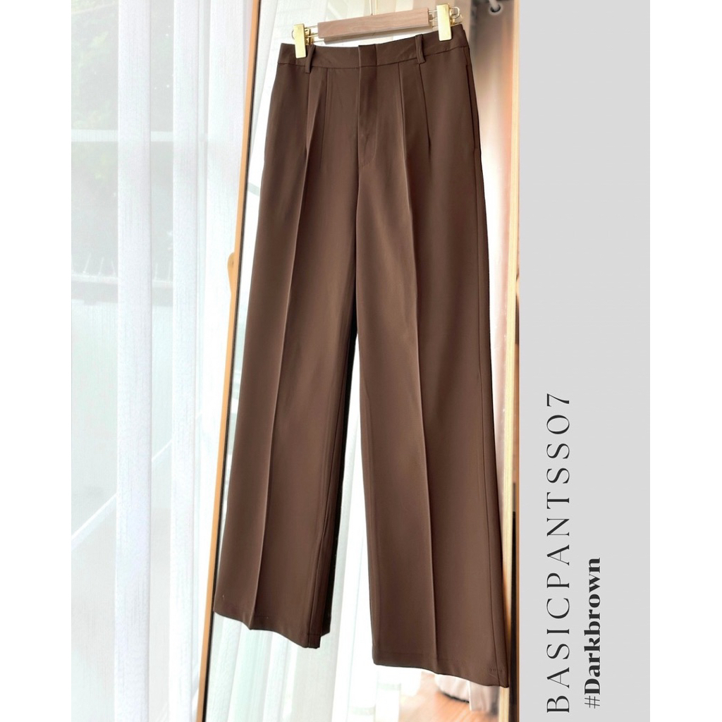 #Basicpantss07 #Darkbrown สีน้ำตาลเข้มสีใหม่ค่ะ ทรงขากระบอกกลาง สีออกน้ำตาลไหม้