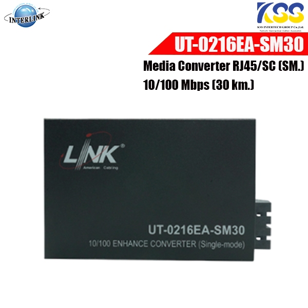 Link Media Converter RJ45/SC (SM.) 10/100 Mbps (30 km.) รุ่น UT-0216EA-SM30