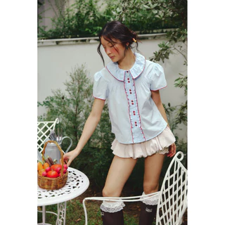 Sorin short sleeve shirt เสื้อเชิร์ตคอจีบ ผ้าcotton100%