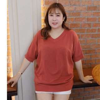 เสื้อไหมพรมผ้ายืดคอวีลายมิกกี้ใหญ่ ฟรีไซส์ อก38-50” (สาวไซส์…