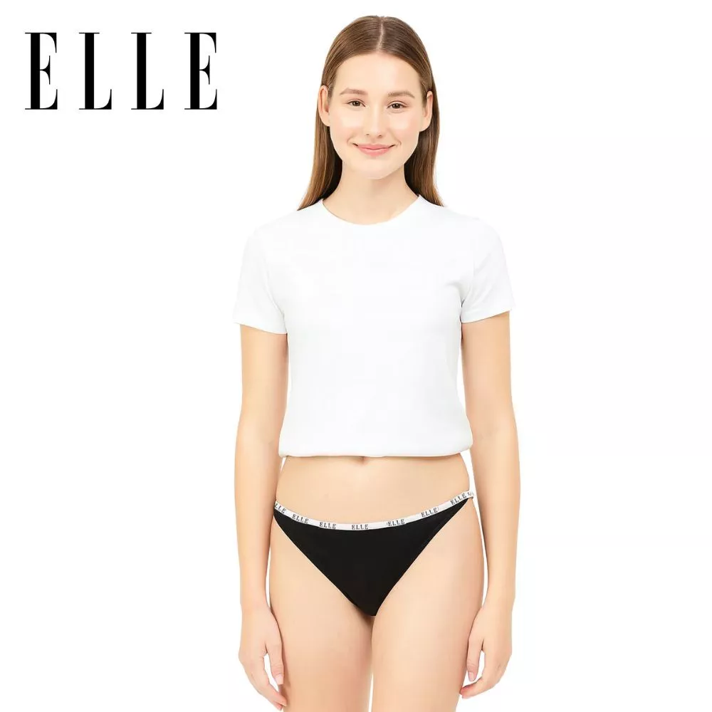 ELLE กางเกงชั้นใน LU1893 ของแท้ แบบ SEXYขอบเอวยางยืด เว้่าต้นขาสูง ทอลาย LOGO ELLE
