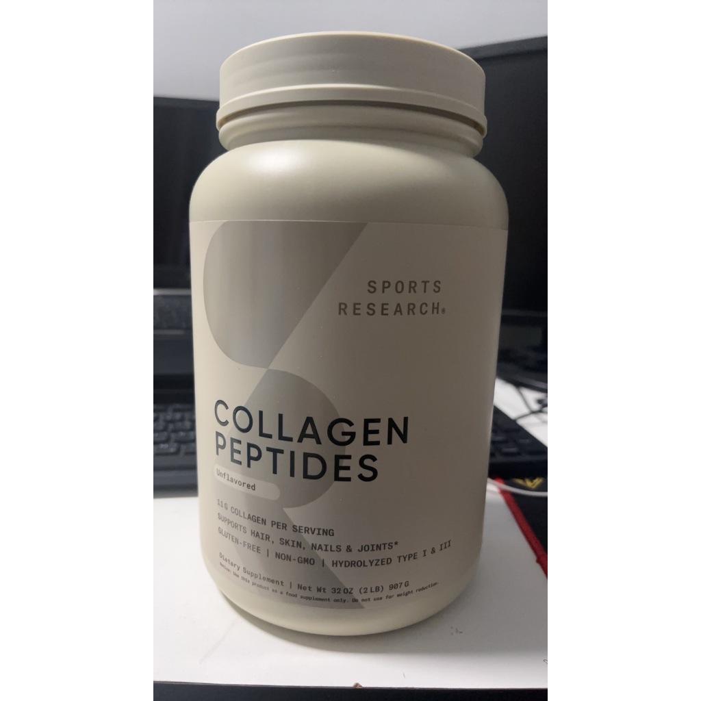 Sports Research Collagen Peptides Hydrolyzed Type I & III Collagen Unflavored 32 oz (907 g)