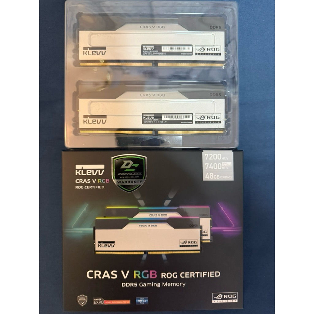 [มือ2 Used] 48GB (24GBx2) DDR5 7200MHz RAM  KLEVV CRAS V RGB ROG CERTIFIED AMD EXPO INTEL XMP CL34 -