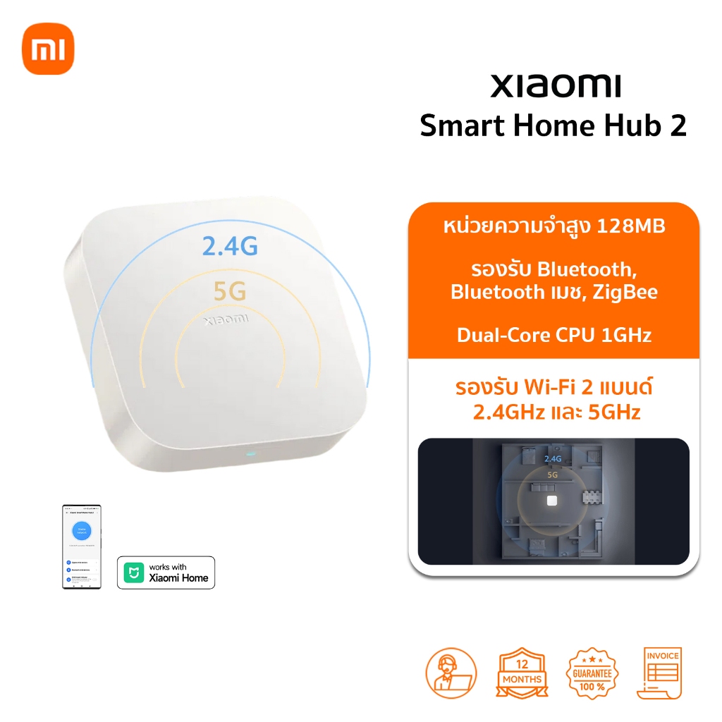 Xiaomi Smart Home Hub 2  ฮับอัจฉริยะ เกตเวย์มัลติฟังก์ชั่น | รองรับ ZigBee WIFI Bluetooth | Wi-Fi แบนด์คู่