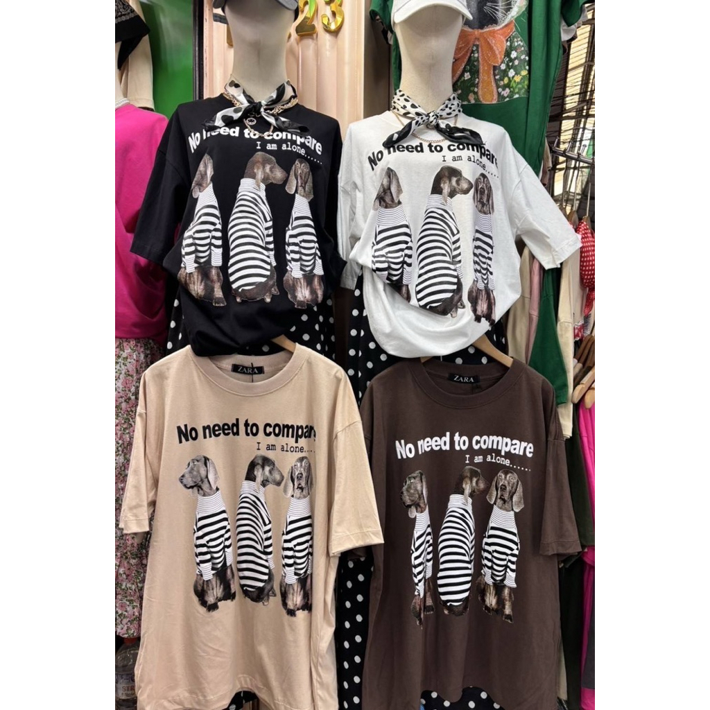 SIS.ON | พร้อมส่ง Oversize เสื้อยืดโอเวอร์ไซส์ No.23 (น้องหมา3 ลายทาง)