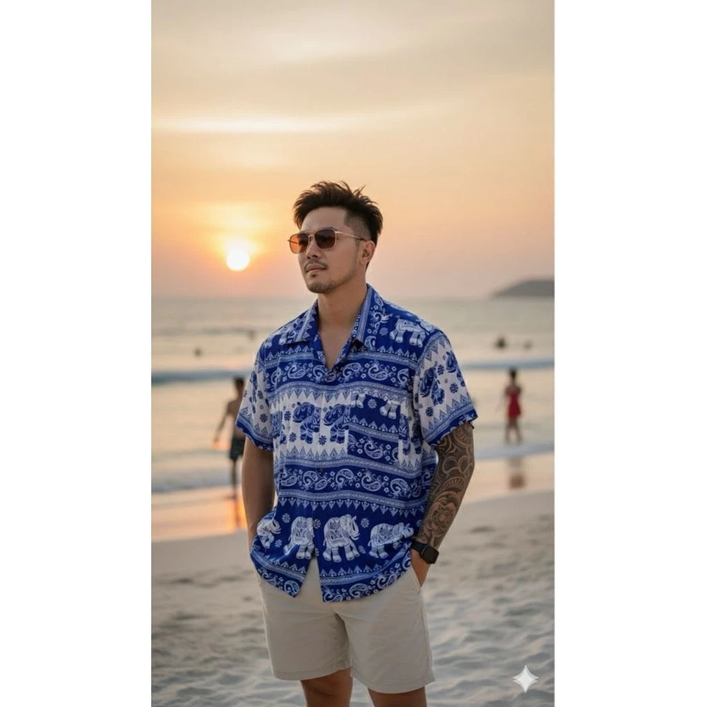 เสื้อคอฮาวายลายช้าง อก 44/46/48 คละลาย thumbnail 6