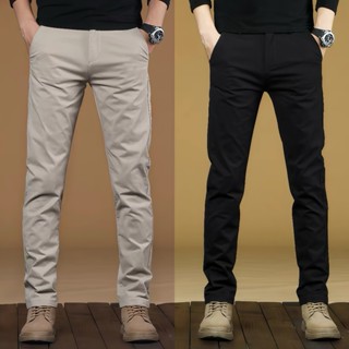 กางเกงขายาวชิโน่ ผ้ายืด ทรงกระบอก กางเกงสแล็คชาย เข้ารูปใส่ส…