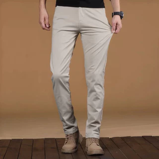 กางเกงขายาวชิโน่ ผ้ายืด ทรงกระบอก กางเกงสแล็คชาย เข้ารูปใส่สบาย CLASSIC PANTS สไตล์เกาหลี ผ้าดีพิเศษ ไม่ต้องรีด