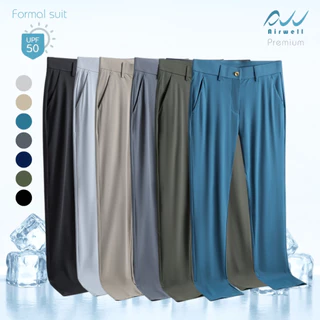 AIRWELLกางเกงทรงสแล็คผู้ชายติดแอร์ รุ่นFormal Suit ผ้ายืดSpandexXNylon ป้องกันUV ตัดเย็บอย่างดี เย็นสบายไม่ต้องรีด