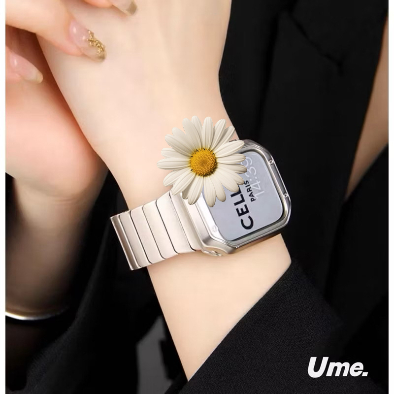 starlight เหลี่ยม สาย iwatch สายนาฬิกา smart watch ปรับได้ 41/40/44/45/46/49mm watch 11/10/9/7/8/6/5/4/3/2/1/S/E