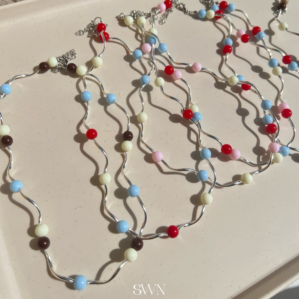 สร้อยลูกปัดอะคริลิค ปล้องเกลียว 🍡🍫 (พร้อมส่ง) แฮนด์เมด100%