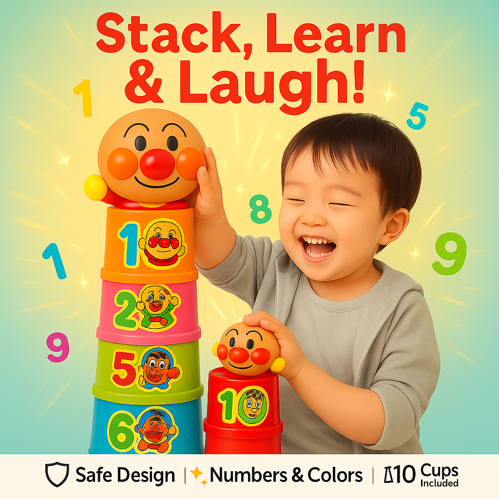 Agatsuma Anpanman Genius Brain Stacking Cups for Ages 1-3【direct from Japan】
