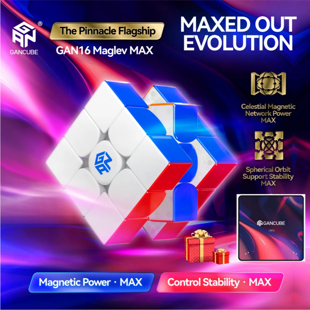 🔥New รูบิก GAN16 Maglev Max Gan 3x3 Cube 3x3x3 Magnetic Cube Flagship Cube Professional Competition