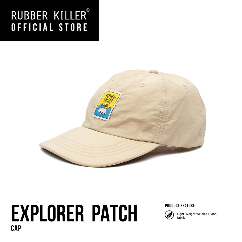 Rubber Killer - EXPLORER PATCH - WRINKLED NYLON CAP - Beige/Beige - 100740054