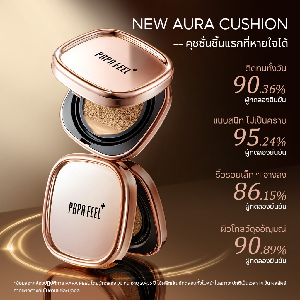 【NEW LAUNCH】PAPA FEEL AURA Cushion คุชชั่น ชิ้นแรกที่หายใจได้ แมตต์เนื้อบางเบา คุมมัน กันน้ำ มอบฟินิชผิวสวยไร้ที่ติ 12g