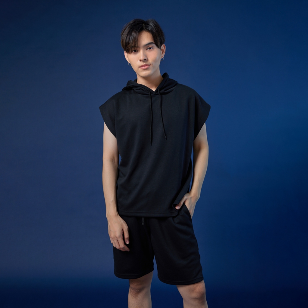 Billings by Khaki Bros. – เสื้อ Hoodie แขนกุด – กางเกงขาสั้น