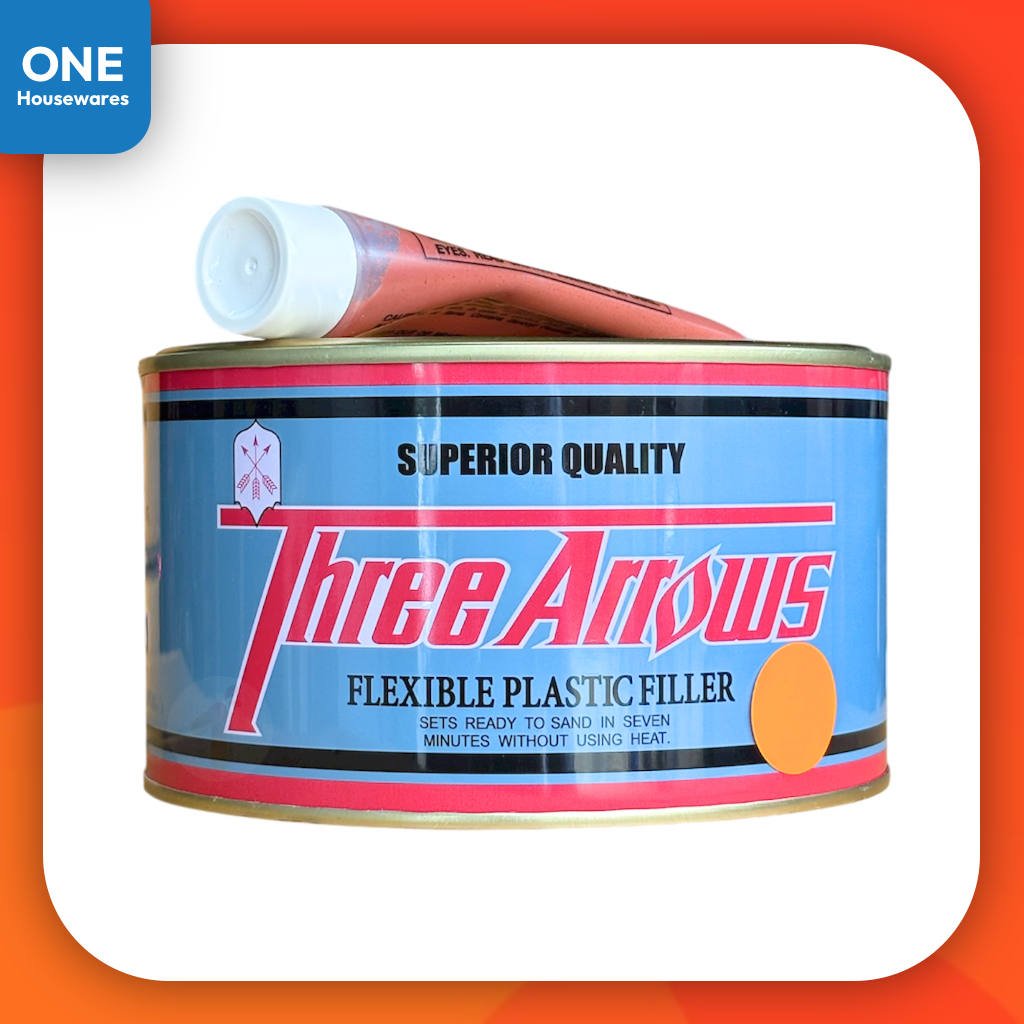 สีโป้วแดง สีโป้ว 3 ศร ขนาด 1 กิโลกรัม สีโป๊วรถยนต์สามศร Three Arrows สีโป้วเหล็ก สีโป๊วแดง พร้อมนำ้ย