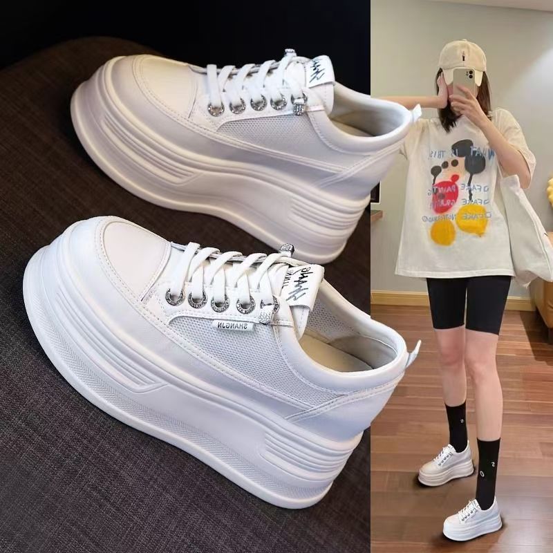🔥พร้อมส่ง🔥รองเท้าผู้หญิงแฟชั่น รองเท้าผ้าใบสตรีลำลองระบายอากาศใหม่ เพิ่มความสูงผู้หญิง G299