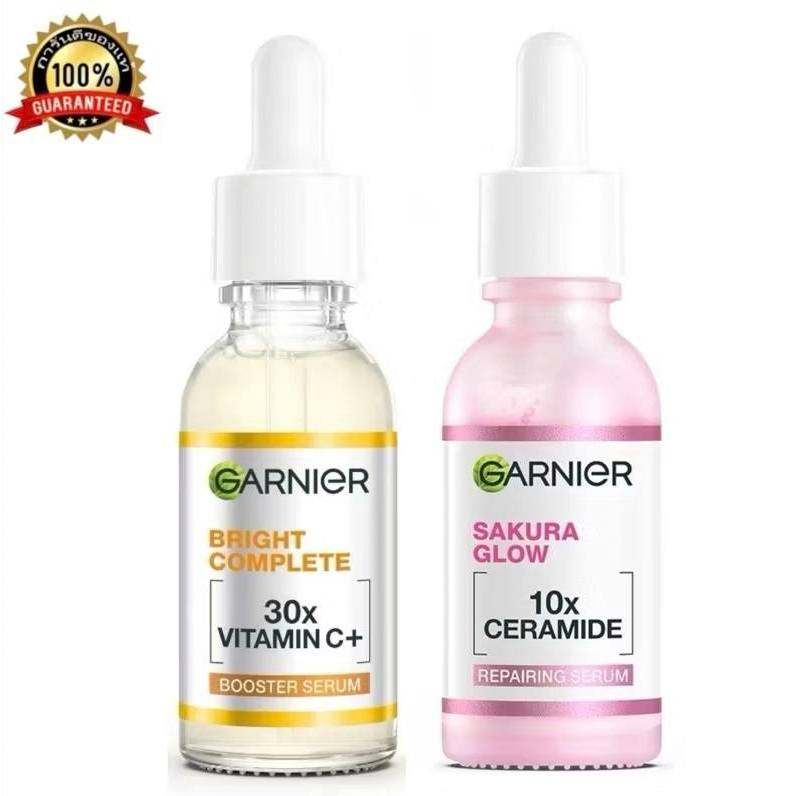 ✅ Garnier Bright Complete 30X Vitamin C+ / Garnier Sakura Glow Ceramide การ์นิเย่ ไบรท์ คอมพลีท บูสเ