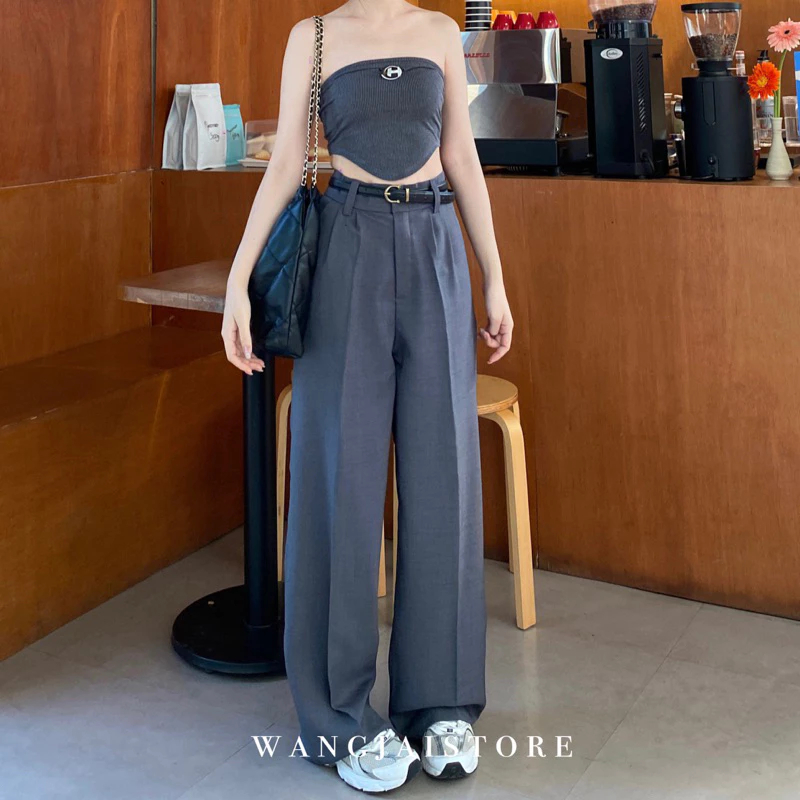 Wangjai-Basic Pants กางเกงทรงกระบอกเอวสูง Size L (used)