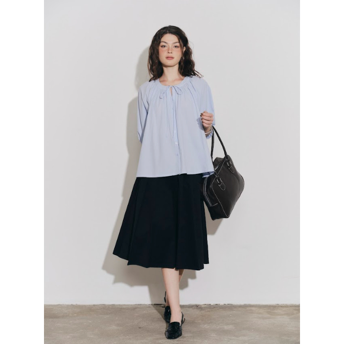 (พร้อมส่งในไทย) Ruched Puff Top - Dottie