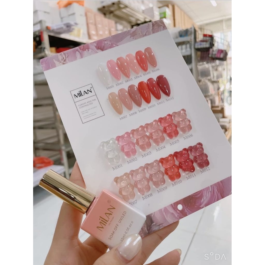 ” ส่งทันที”สีเจลไซรัปรุ่นไหม่ Milan 12 สี โทนชมพู Ice Peach แถมชารจสี (ขนาด 15ml)