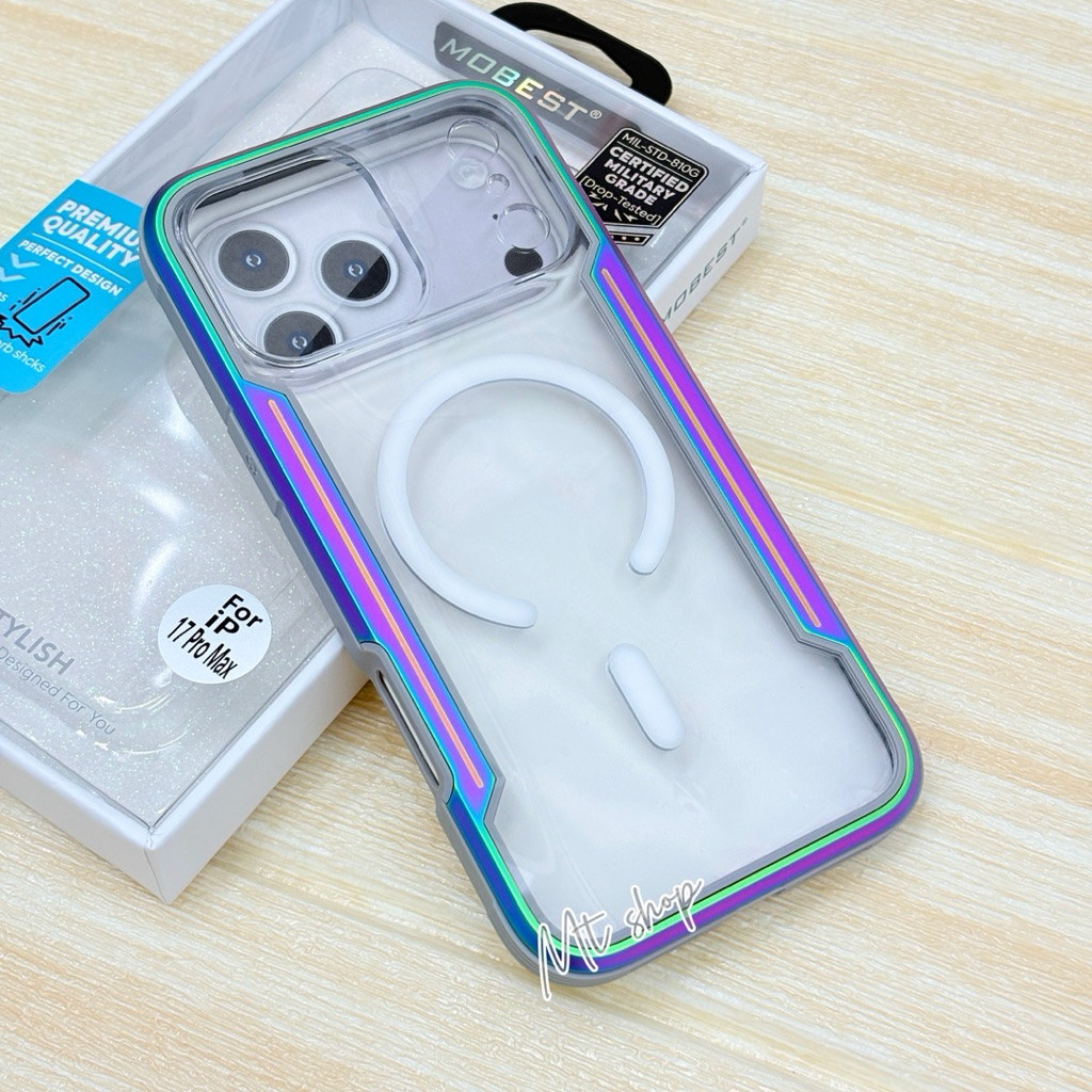 🎉Mobest เคสแม่เหล็กขอบสี กันเลนส์กล้อง เคสกันกระแทก สำหรับรุ่น iP 17 17pro 17promax